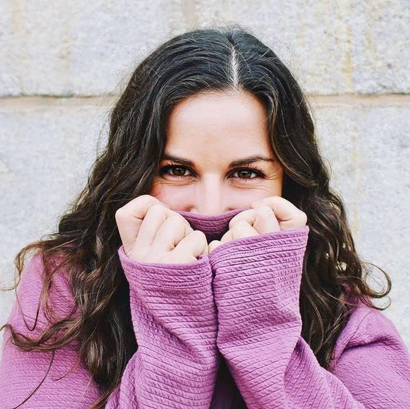 Active Women'S Ultra Soft Quilted Cowl Neck Pullover Sweater, Lightweight Mock Neck Tunic Sweatshirt with Thumbholes