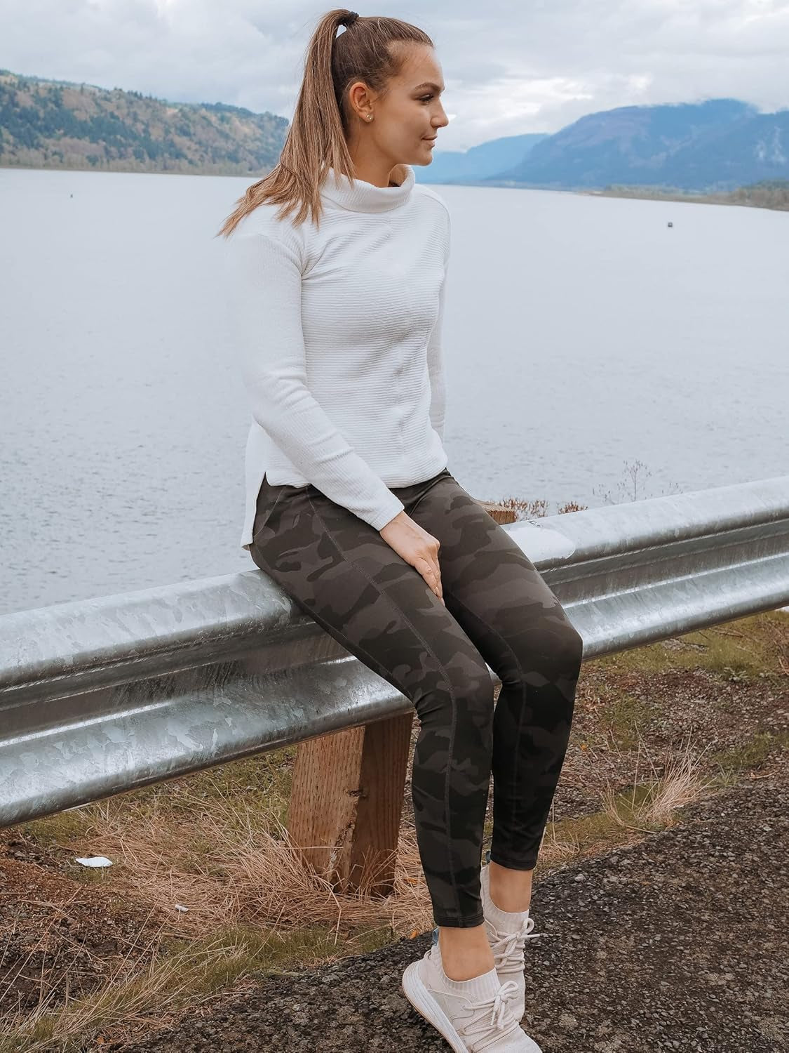 Active Women'S Ultra Soft Quilted Cowl Neck Pullover Sweater, Lightweight Mock Neck Tunic Sweatshirt with Thumbholes