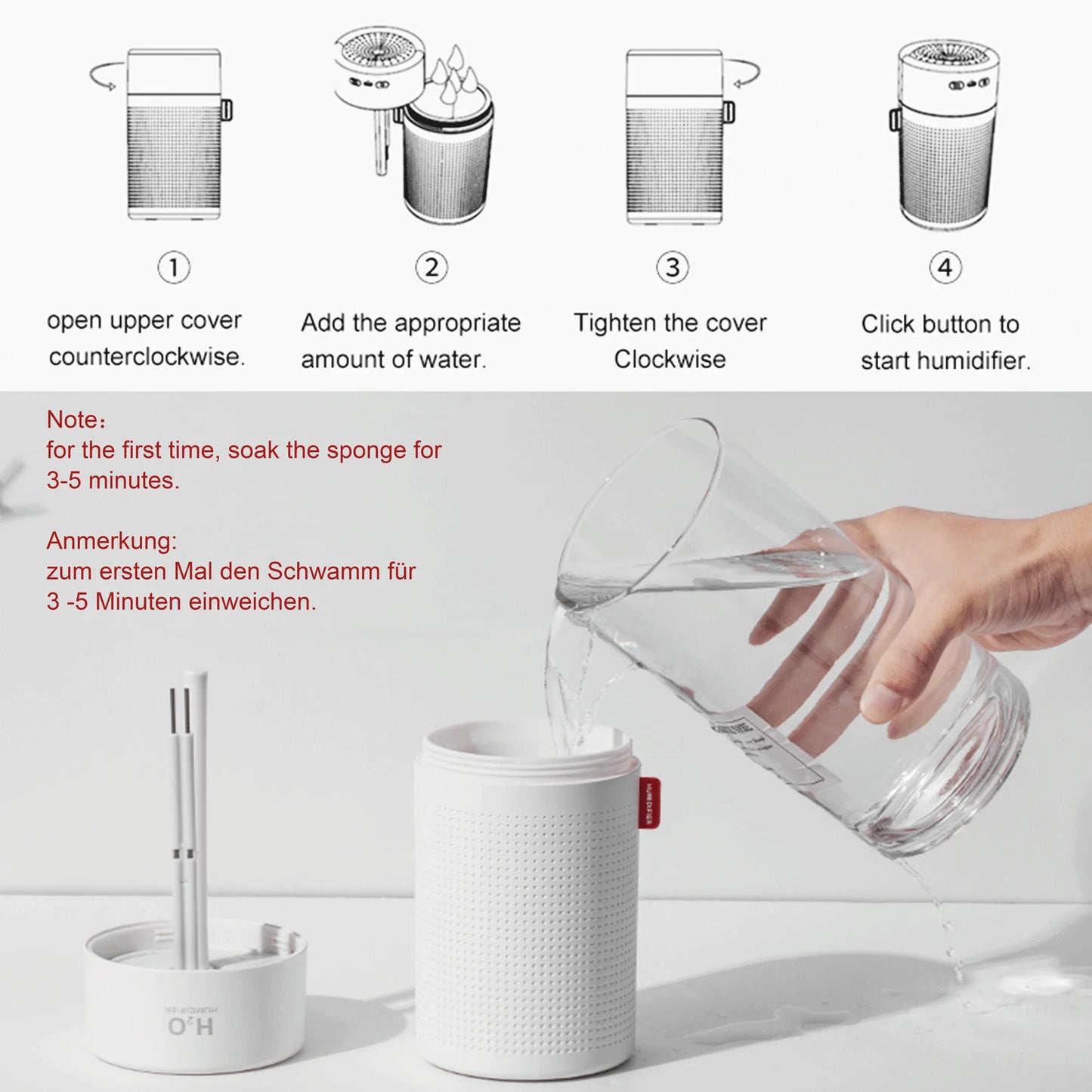 750Ml Cool Mist Ultrasonic Humidifier for Large Room, 7 Color LED Light