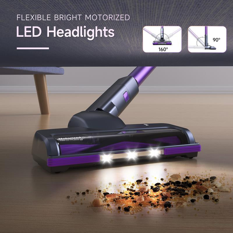Lubluelu Cordless Vacuum Cleaner with 25000Pa Suction LED Brush 50Min Runtime Lightweight Self-Standing for Pet Hair Carpet & Hardwood Floors