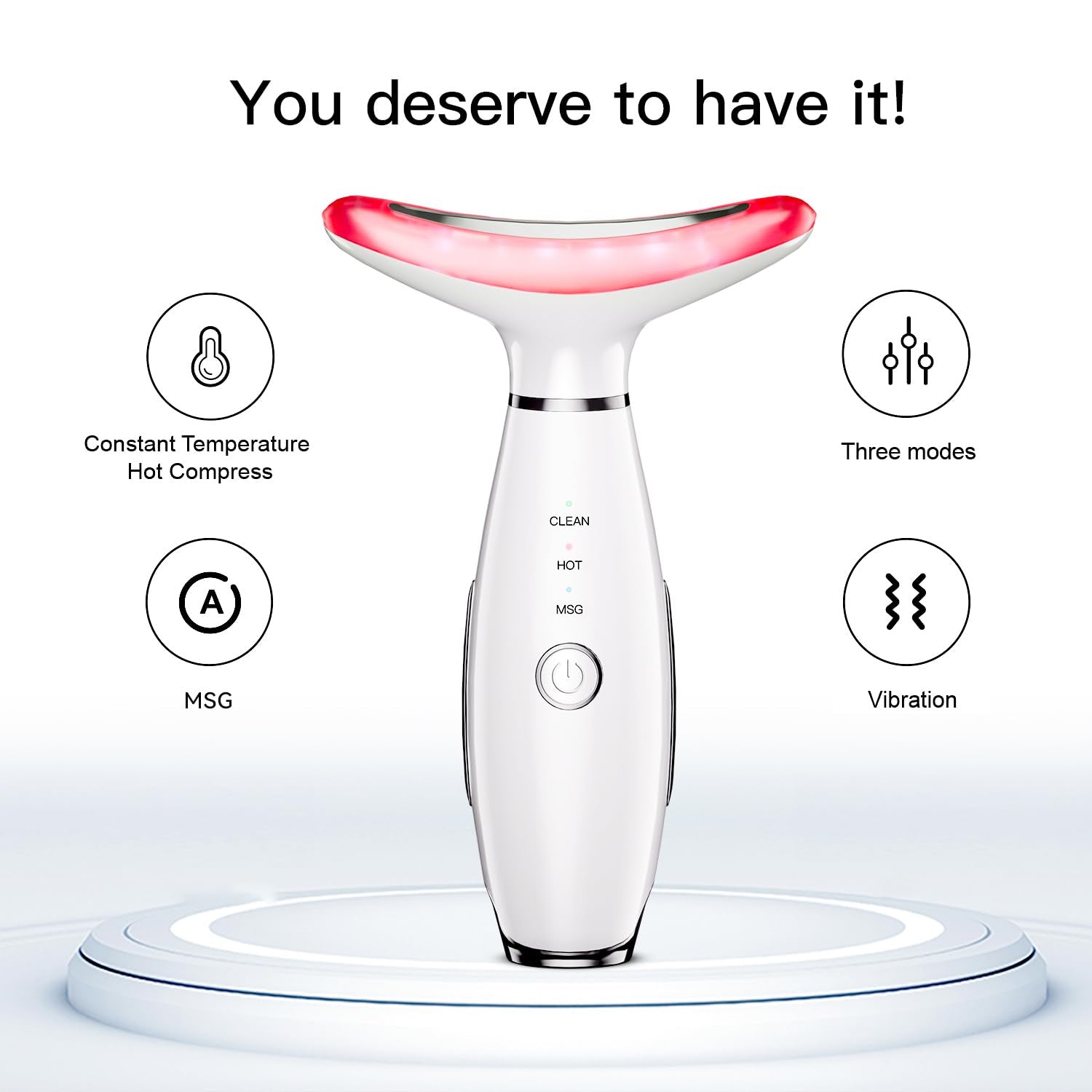Neck Face Beauty Device, Skin Care Face Massage,3 in 1 Facial Massager Sculpting Tool with Thermals, Vibration (White)
