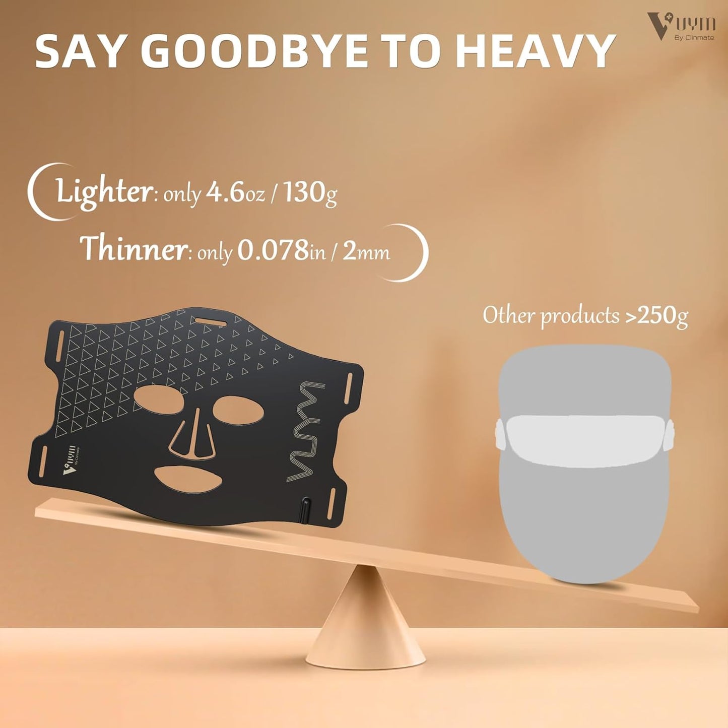 VYM LED Face Mask Light Therapy: Portable Remote High-Energy Anti-Aging Skincare Device, 292 Leds Professional Infrared Red Light Therapy for Face, Red Light Mask Gift Pack - Black