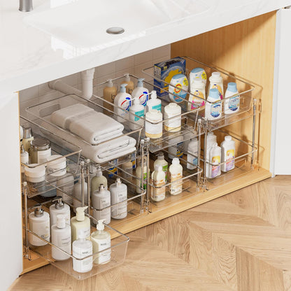 4 Pack Pull Out Bathroom under Sink Organizer (S-Standard)