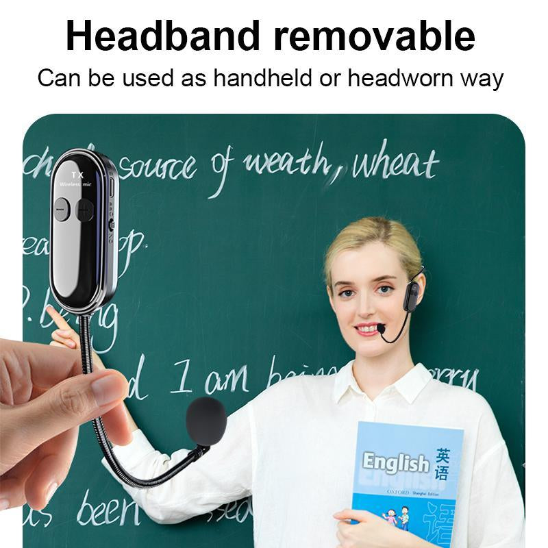 Wireless Microphone System, 2.4G Dual Wireless Headset Microphone, Rechargeable Microphone for Speaker, Teacher and Fitness Coach, Audio