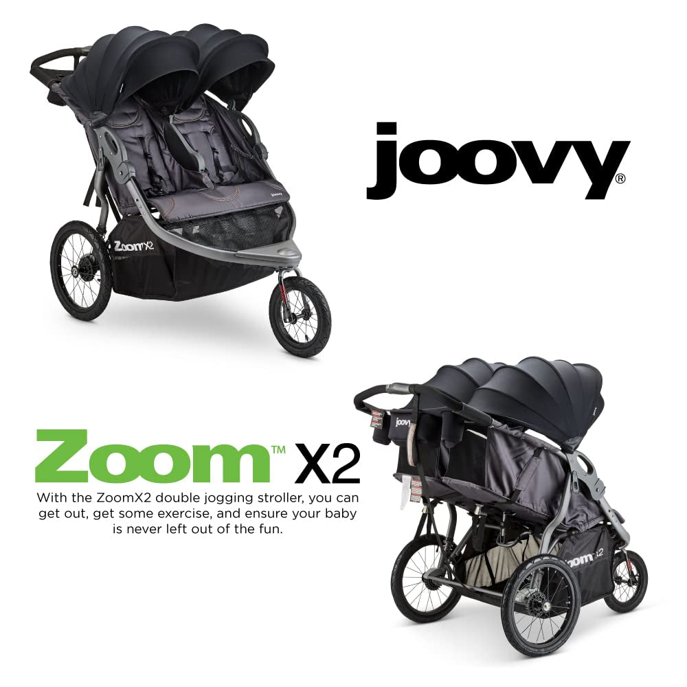 Zoom X2 Lightweight Performance Double Jogging Stroller Featuring Extra-Large Pneumatic Tires with Air Pump Included, Locking and Swiveling Front Tire, and Easy One-Handed Fold, Forged Iron