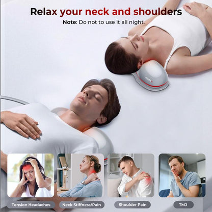 Flikeze Heated Neck Massager with Red Light Therapy, Portable Cervical Traction Device for TMJ Pain Relief and Shoulder Relaxer, Wireless Neck Pillow Traction Massager for Home/Office Used/Desk Worker, Neck Stretch Pillow, FSA HSA Eligible