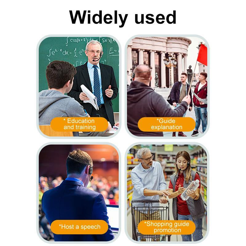 Wireless Microphone System, 2.4G Dual Wireless Headset Microphone, Rechargeable Microphone for Speaker, Teacher and Fitness Coach, Audio