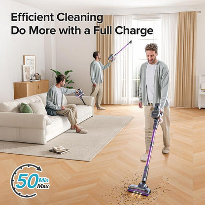 Lubluelu Cordless Vacuum Cleaner with 25000Pa Suction LED Brush 50Min Runtime Lightweight Self-Standing for Pet Hair Carpet & Hardwood Floors
