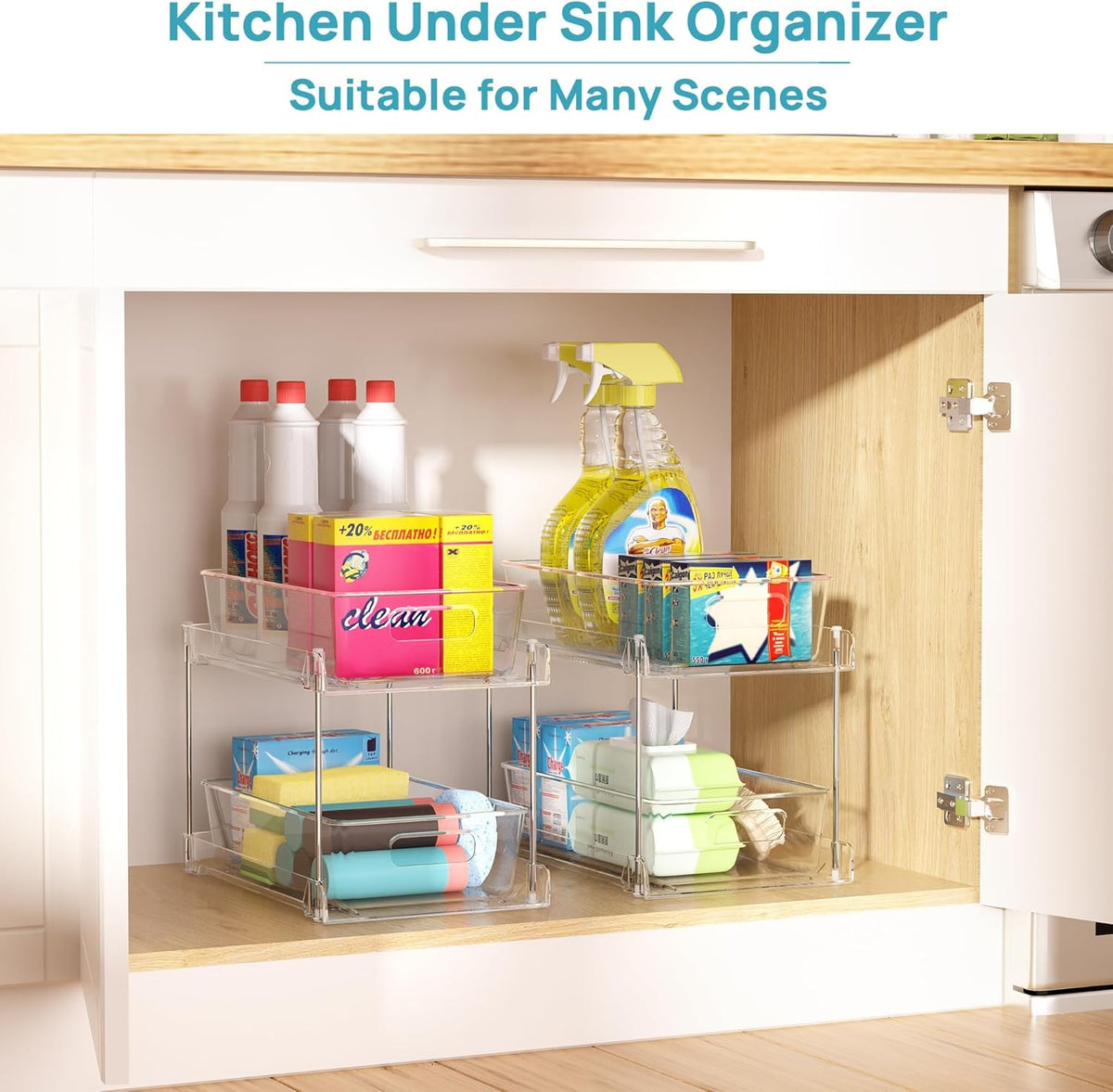 4 Pack Pull Out Bathroom under Sink Organizer (S-Standard)