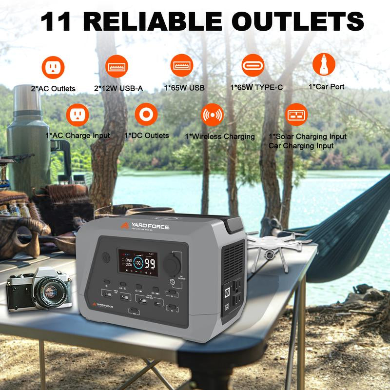 Portable Power Station 230Wh Camping Lithium Battery Solar Generator Fast Charging with AC Outlet 600W Peak Power Bank(Solar Panel Optional) for Outdoor Camping, Vehicle Emergency, Electric Backup