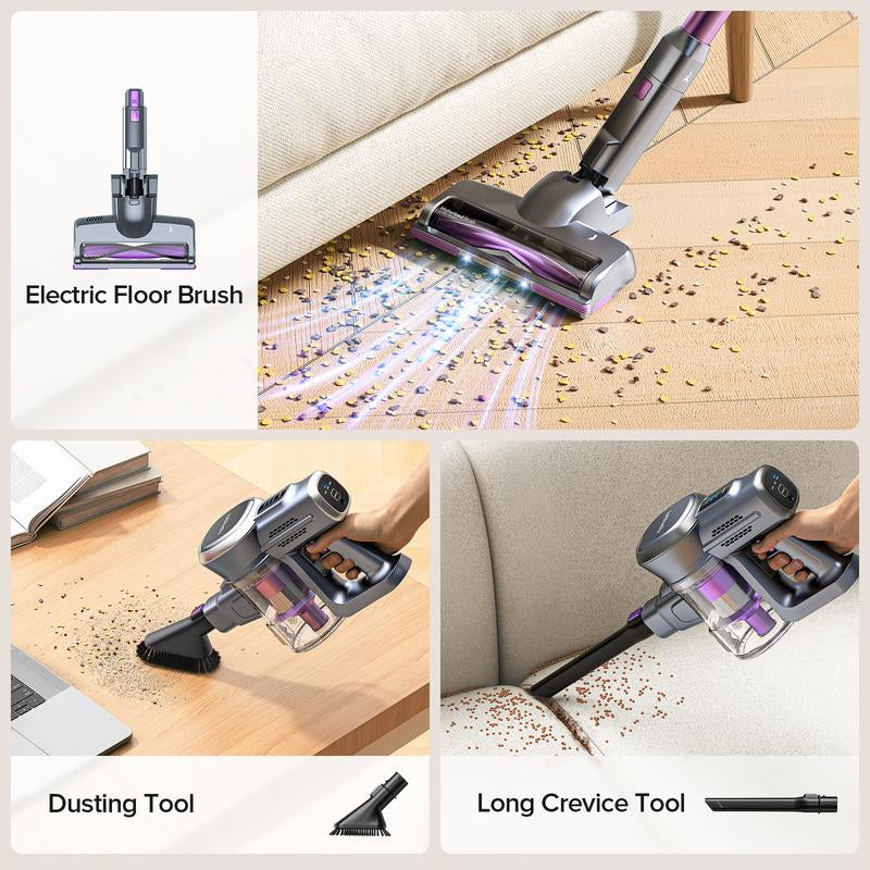 Lubluelu Cordless Vacuum Cleaner with 25000Pa Suction LED Brush 50Min Runtime Lightweight Self-Standing for Pet Hair Carpet & Hardwood Floors