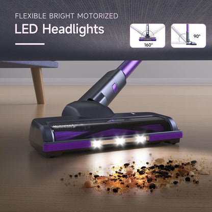 Lubluelu Cordless Vacuum Cleaner with 25000Pa Suction LED Brush 50Min Runtime Lightweight Self-Standing for Pet Hair Carpet & Hardwood Floors