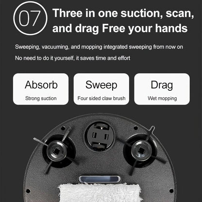 Smart Robot Vacuum Cleaner 3 in 1 Sweep Mop Vacuum Mini Ultra Thin Quiet for Hardwood Marble Tile Perfect Home Gift