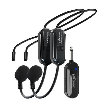 Wireless Microphone System, 2.4G Dual Wireless Headset Microphone, Rechargeable Microphone for Speaker, Teacher and Fitness Coach, Audio