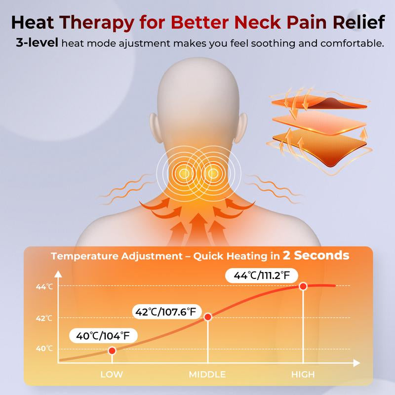 Flikeze Heated Neck Massager with Red Light Therapy, Portable Cervical Traction Device for TMJ Pain Relief and Shoulder Relaxer, Wireless Neck Pillow Traction Massager for Home/Office Used/Desk Worker, Neck Stretch Pillow, FSA HSA Eligible