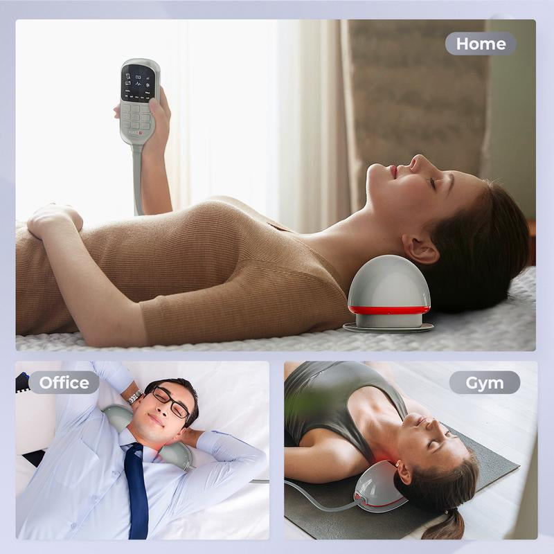 Flikeze Heated Neck Massager with Red Light Therapy, Portable Cervical Traction Device for TMJ Pain Relief and Shoulder Relaxer, Wireless Neck Pillow Traction Massager for Home/Office Used/Desk Worker, Neck Stretch Pillow, FSA HSA Eligible