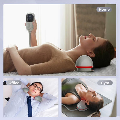 Flikeze Heated Neck Massager with Red Light Therapy, Portable Cervical Traction Device for TMJ Pain Relief and Shoulder Relaxer, Wireless Neck Pillow Traction Massager for Home/Office Used/Desk Worker, Neck Stretch Pillow, FSA HSA Eligible